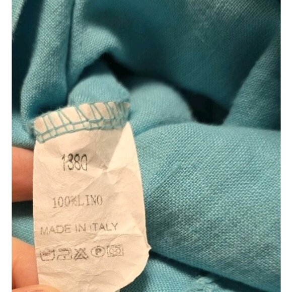 Meo Meli Linen Jumpsuit Womens One Size Blue Wide Leg Made In Italy - Picture 6 of 6